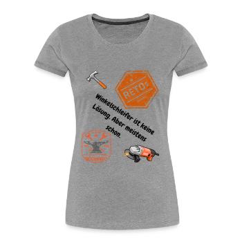 Schlosser Shirt: Passt nicht? Wird passend gemacht - Frauen Premium Bio T-Shirt - Grau meliert - Vorne - Mia (176cm)