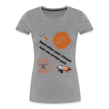 Schlosser Shirt: Passt nicht? Wird passend gemacht - Frauen Premium Bio T-Shirt - Grau meliert - Vorne - Mia (176cm)