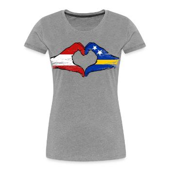 Oesterreich_Curacao_Flagge_Haende_Herzform_used - T-shirt bio Premium Femme - gris chiné - Devant - Mia (176cm)