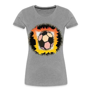 Flammendes Fußball-Symbol - Frauen Premium Bio T-Shirt - Grau meliert - Vorne - Mia (176cm)