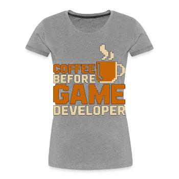 Game Developer Coffee Game Programmer Coffee Lover - Women's Premium Organic T-Shirt - heather grey - Front - Mia (176cm)