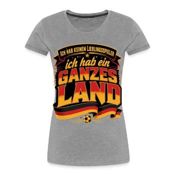 Ich hab keinen Lieblingsspieler - Frauen Premium Bio T-Shirt - Grau meliert - Vorne - Mia (176cm)