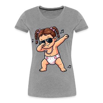 Cute babe – brunette girl - Women's Premium Organic T-Shirt - heather grey - Front - Mia (176cm)