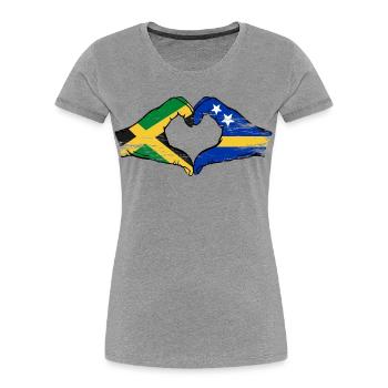 Jamaica Curacao flag hands heart shape used - Women's Premium Organic T-Shirt - heather grey - Front - Mia (176cm)