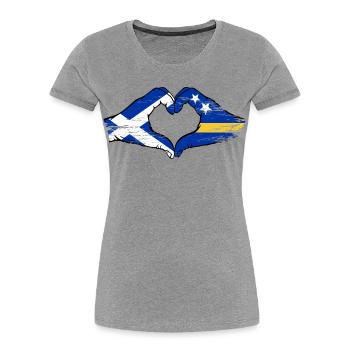 Schottland_Curacao_Flagge_Haende_Herzform_used - T-shirt bio Premium Femme - gris chiné - Devant - Mia (176cm)