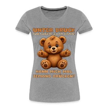 Süßer Teddybär mit offenen Armen - Frauen Premium Bio T-Shirt - Grau meliert - Vorne - Mia (176cm)