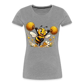 bee honey beekeeper honeycomb flowers meadow insect - Women's Premium Organic T-Shirt - heather grey - Front - Mia (176cm)