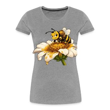 Biene Honig Imker Honigwabe Blumen Wiese Insekt - Frauen Premium Bio T-Shirt - Grau meliert - Vorne - Mia (176cm)