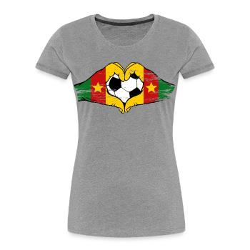 Cameroon Flag Hands Heart Shape Used - Women's Premium Organic T-Shirt - heather grey - Front - Mia (176cm)