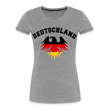 DEUTSCHLAND GERMANY EUROPA DEUTSCHE SPORT FAN - Frauen Premium Bio T-Shirt - Grau meliert - Vorne - Mia (176cm)