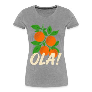 Olá Retro Orange Plants Holiday Greeting - Women's Premium Organic T-Shirt - heather grey - Front - Mia (176cm)