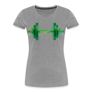 Dumbbell Retro Bodybuilder Design for Gym - Women's Premium Organic T-Shirt - heather grey - Front - Mia (176cm)