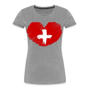 SCHWEIZ SWISS SWITZERLAND EUROPA SPORT FAN - Frauen Premium Bio T-Shirt - Grau meliert - Vorne - Mia (176cm)