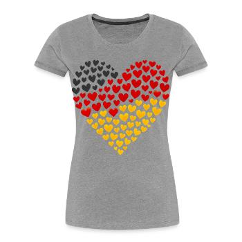 Deutschland Flagge - Herz aus  - Frauen Premium Bio T-Shirt - Grau meliert - Vorne - Mia (176cm)