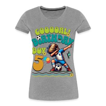 5 . Birthday Football - Women's Premium Organic T-Shirt - heather grey - Front - Mia (176cm)