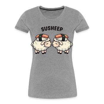 Susheep - Frauen Premium Bio T-Shirt - Grau meliert - Vorne - Mia (176cm)
