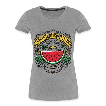 Melone Geht Immer – Wassermelone Sommer - Frauen Premium Bio T-Shirt - Grau meliert - Vorne - Mia (176cm)