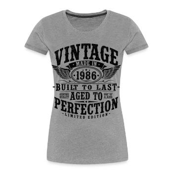 40e anniversaire 1986 cadeau vintage vintage - T-shirt bio Premium Femme - gris chiné - Devant - Mia (176cm)