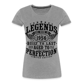 70e anniversaire 1956 cadeau vintage vintage - T-shirt bio Premium Femme - gris chiné - Devant - Mia (176cm)