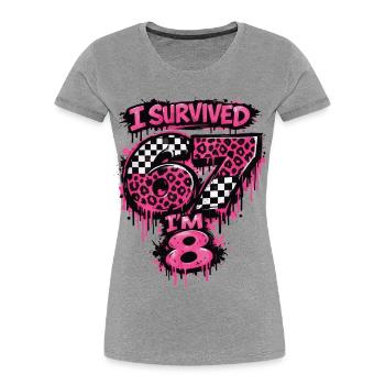 Anniversaire 8 Ans Fille Western Cowboy Cadeau - T-shirt bio Premium Femme - gris chiné - Devant - Mia (176cm)