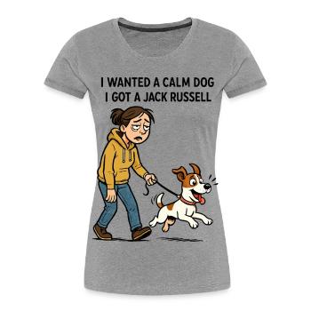 J’ai un Jack Russell - Design de bande dessinée drôle - T-shirt bio Premium Femme - gris chiné - Devant - Mia (176cm)