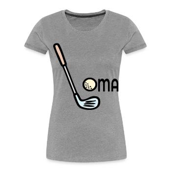 Golf Granny Golf Clubs - T-shirt bio Premium Femme - gris chiné - Devant - Mia (176cm)