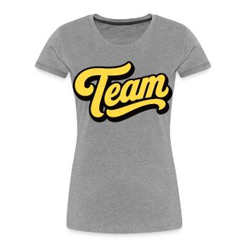 Team - Women's Premium Organic T-Shirt - heather grey - Front - Mia (176cm)
