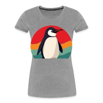 Pingouin mignon - Cadeau pour l’amoureux des manchots - T-shirt bio Premium Femme - gris chiné - Devant - Mia (176cm)
