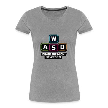 WASD Dinge Die Mich Bewegen - Frauen Premium Bio T-Shirt - Grau meliert - Vorne - Mia (176cm)
