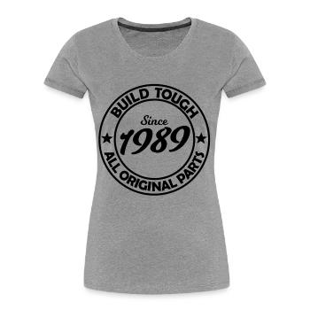 Zwei Sterne 1989 Silhouette - Frauen Premium Bio T-Shirt - Grau meliert - Vorne - Mia (176cm)
