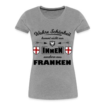 Heraldisches Schildtrio Franken - Frauen Premium Bio T-Shirt - Grau meliert - Vorne - Mia (176cm)