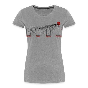 Budo "Breath Unifies ..." Japan Sun Martial Arts - Women's Premium Organic T-Shirt - heather grey - Front - Mia (176cm)