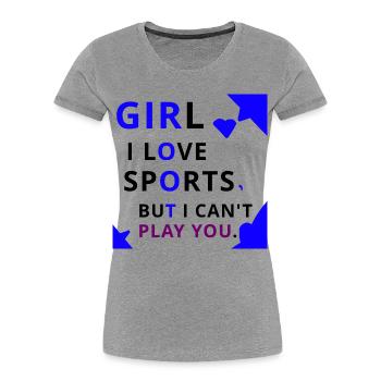 Bold Girl Play Typography - Women's Premium Organic T-Shirt - heather grey - Front - Mia (176cm)