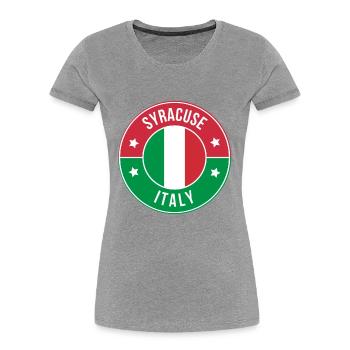 Syracuse Italy Retro Badge - Women's Premium Organic T-Shirt - heather grey - Front - Mia (176cm)