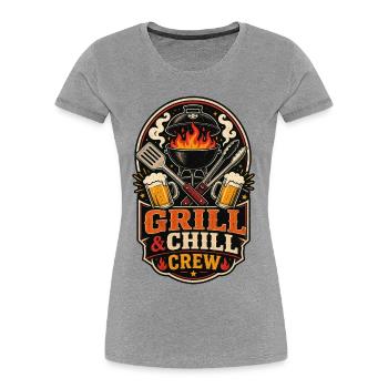 Chemise Grill & Chill Crew - T-shirt bio Premium Femme - gris chiné - Devant - Mia (176cm)