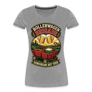 Bollerwagen Brigade Auf Tour Shirt - Frauen Premium Bio T-Shirt - Grau meliert - Vorne - Mia (176cm)