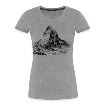 Silhouette du Cervin | Sommet alpin légendaire - T-shirt bio Premium Femme - gris chiné - Devant - Mia (176cm)