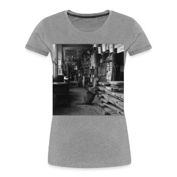 Beaver in the Wood Shop Vintage Retro Animal Crime - Women's Premium Organic T-Shirt - heather grey - Front - Mia (176cm)