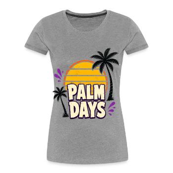 Palm Days – Retro sunset and palm trees - Women's Premium Organic T-Shirt - heather grey - Front - Mia (176cm)