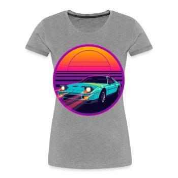 Design rétro des années 80 Synthwave style JDM - T-shirt bio Premium Femme - gris chiné - Devant - Mia (176cm)