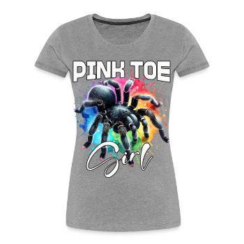 Fille Rosafuss Tarentule aux orteils roses - T-shirt bio Premium Femme - gris chiné - Devant - Mia (176cm)