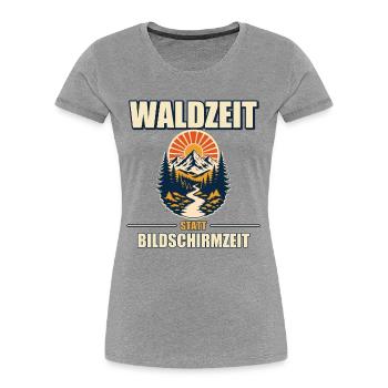 Waldzeit Naturpause - Frauen Premium Bio T-Shirt - Grau meliert - Vorne - Mia (176cm)