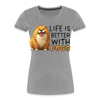 Das Leben ist besser mit Hunden Pembroke Welsh Corgi - Frauen Premium Bio T-Shirt - Grau meliert - Vorne - Mia (176cm)