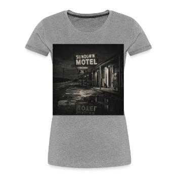 Motel vintage Night Noir Motif animal Chat Animal - T-shirt bio Premium Femme - gris chiné - Devant - Mia (176cm)