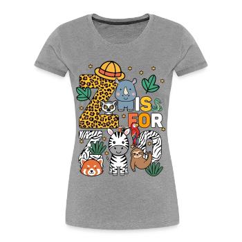 Z Is For Zoo Party Jungle Zoo Birthday Animals - Women's Premium Organic T-Shirt - heather grey - Front - Mia (176cm)