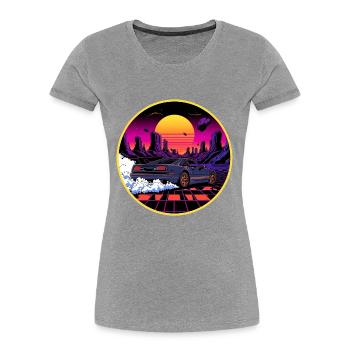 80s Retro Cyberpunk Outrun Sports Car Design - Women's Premium Organic T-Shirt - heather grey - Front - Mia (176cm)