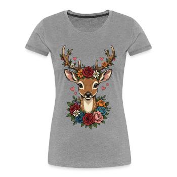 Remplacement des costumes traditionnels du Festival folklorique Deer Antlers Hearts - T-shirt bio Premium Femme - gris chiné - Devant - Mia (176cm)