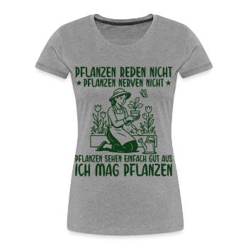 Pflanzen Nerven nicht Retro Gärtnerin - Frauen Premium Bio T-Shirt - Grau meliert - Vorne - Mia (176cm)