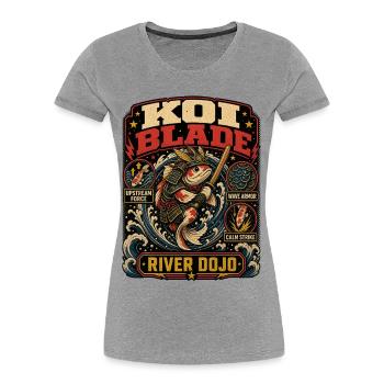 Chemise Koi Blade River Dojo - T-shirt bio Premium Femme - gris chiné - Devant - Mia (176cm)