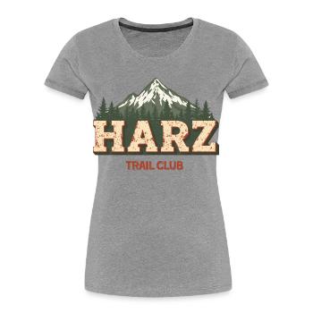 Club de sentier du Harz | Insigne vintage de plein air - T-shirt bio Premium Femme - gris chiné - Devant - Mia (176cm)